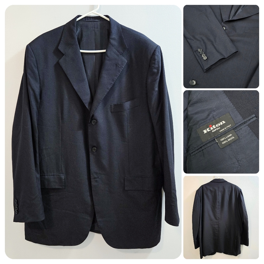 KITON Napoli Men's Navy Blue 3 Btn Blazer Jacket EU 58 US 48